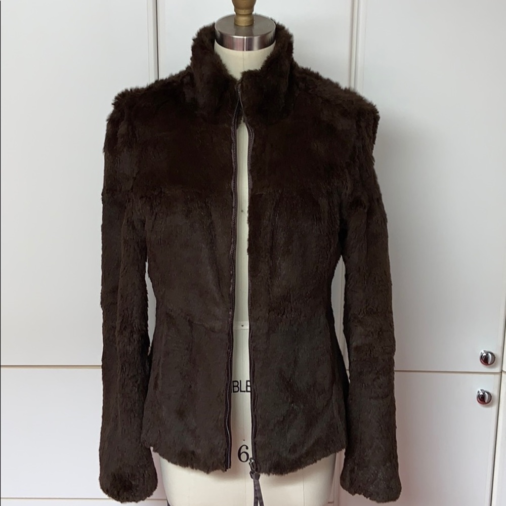 June Reversible Rabbit Fur Jacket - Chocolate